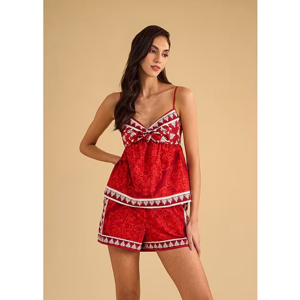 1 state Red and White tank short Set size M